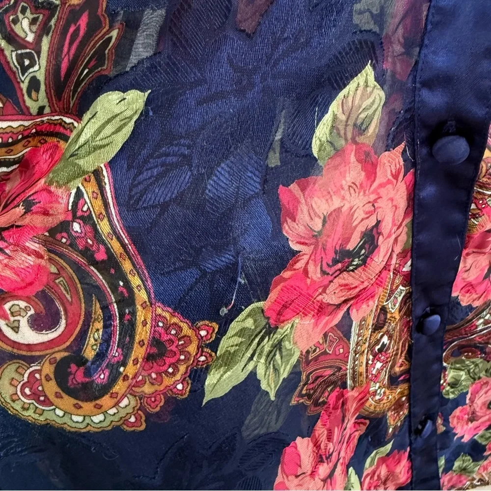 Victoria’s Secret Vintage Gold Label Floral Sheer Night Gown Sleep Shirt Small